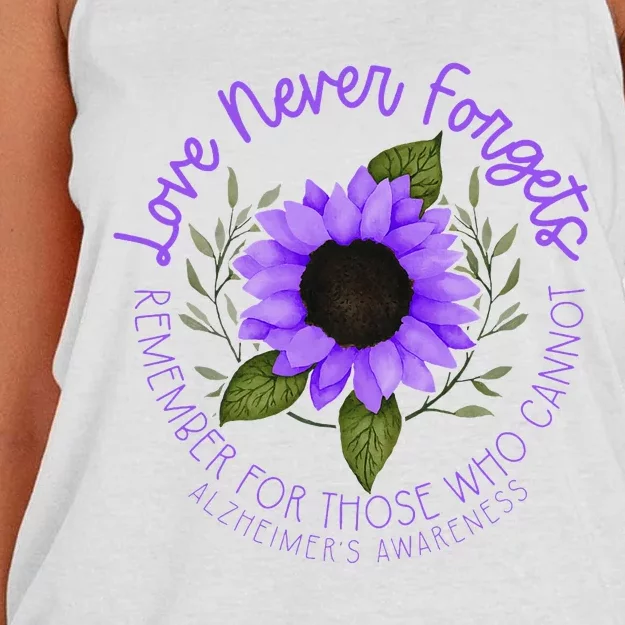 Alzheimer Awareness Purple Sunflower Women's Knotted Racerback Tank