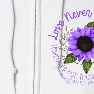 Alzheimer Awareness Purple Sunflower Full Zip Hoodie