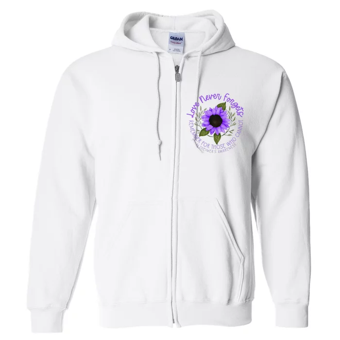 Alzheimer Awareness Purple Sunflower Full Zip Hoodie