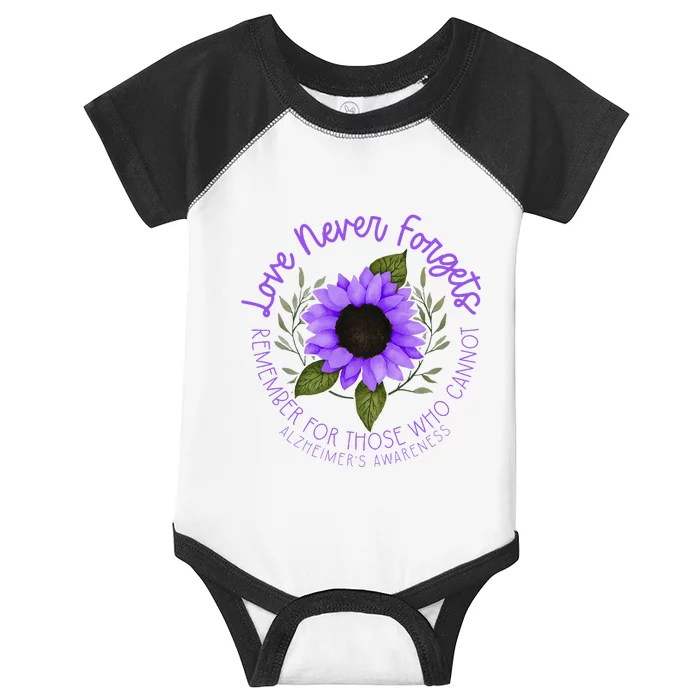 Alzheimer Awareness Purple Sunflower Infant Baby Jersey Bodysuit