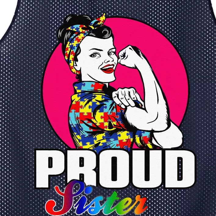 Autism Awareness Proud Sister Embrace Differences Gift Mesh Reversible Basketball Jersey Tank