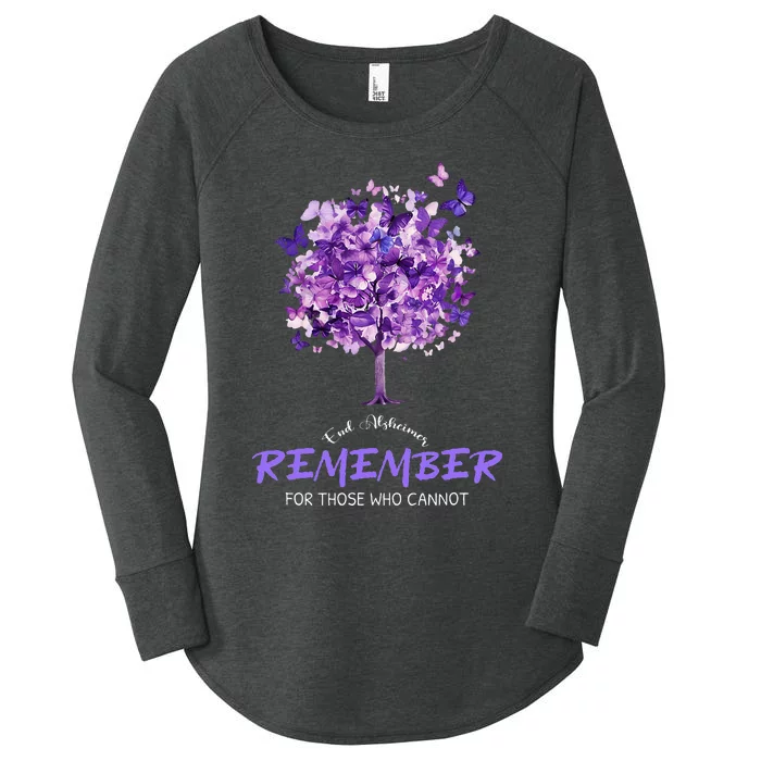 Alzheimers Awareness Purple Butterfly Women's Perfect Tri Tunic Long Sleeve Shirt