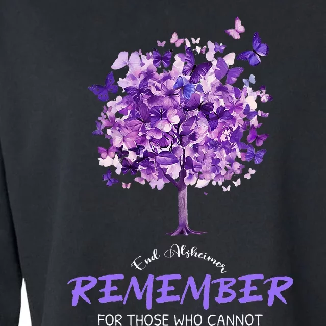 Alzheimers Awareness Purple Butterfly Cropped Pullover Crew