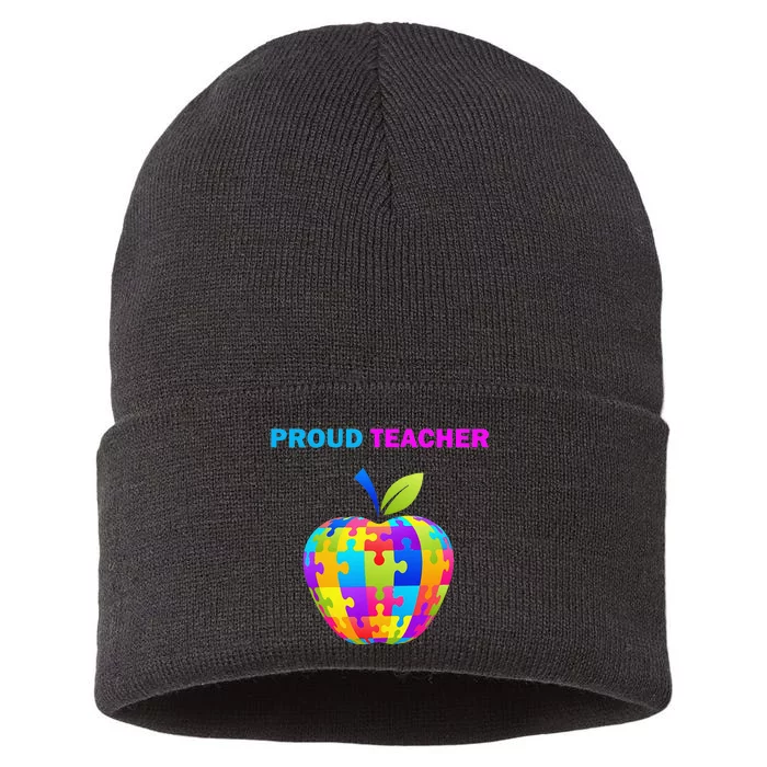 Autism Awareness Proud Teacher; Teacher; Sustainable Knit Beanie