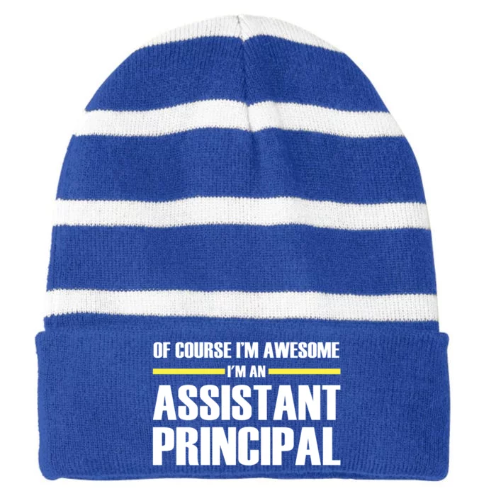 Awesome Assistant Principal Gift Striped Beanie with Solid Band