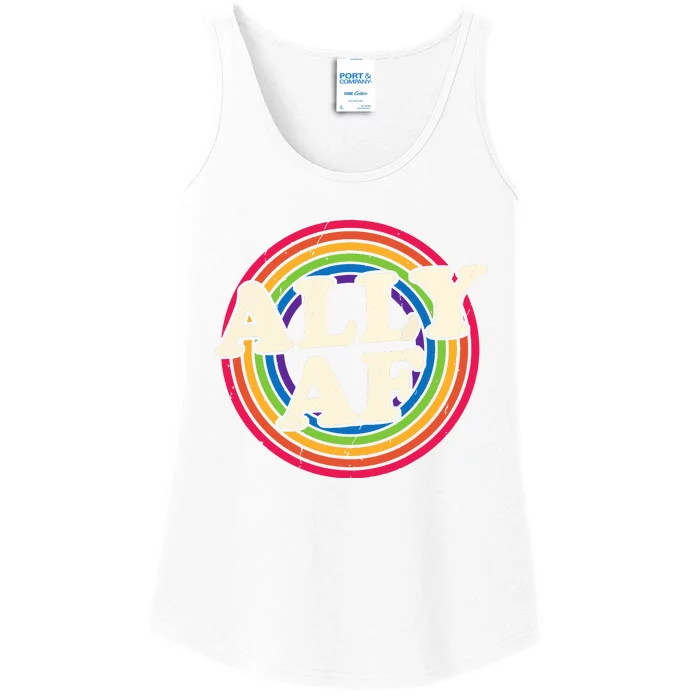 Ally Af Pride Month Lgbt Rainbow Ladies Essential Tank