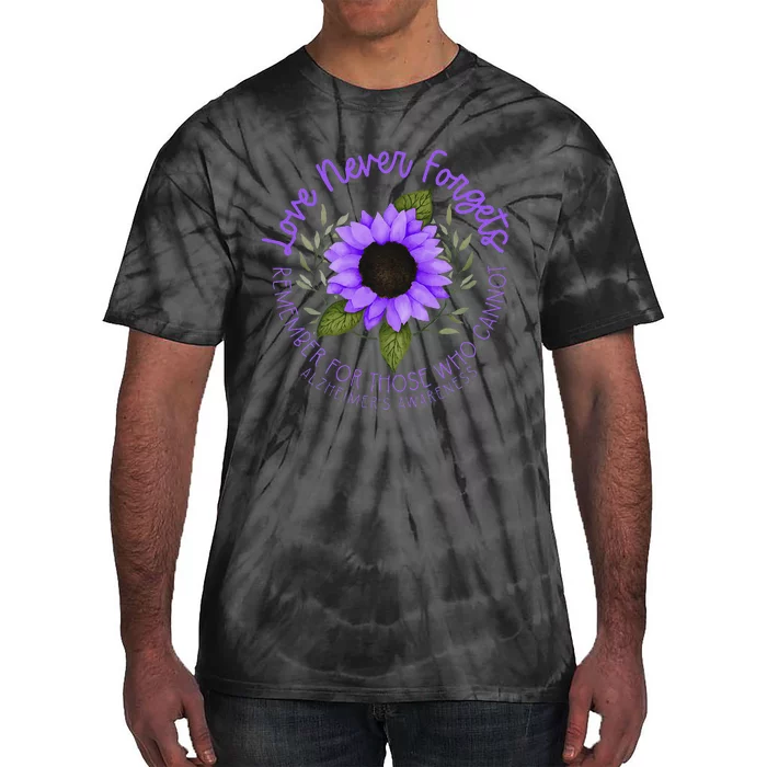 Alzheimer Awareness Purple sunflower Tie-Dye T-Shirt