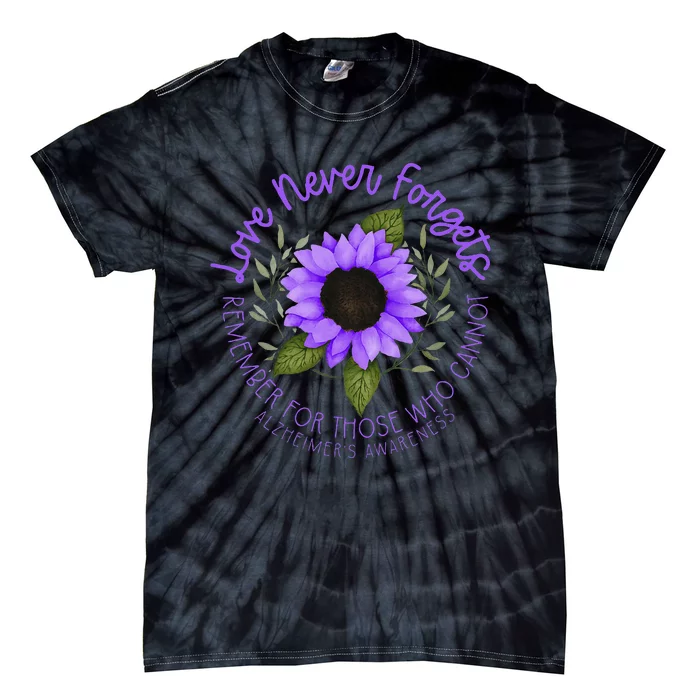 Alzheimer Awareness Purple sunflower Tie-Dye T-Shirt