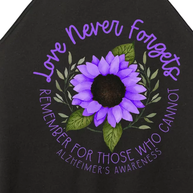 Alzheimer Awareness Purple sunflower Women’s Perfect Tri Rocker Tank