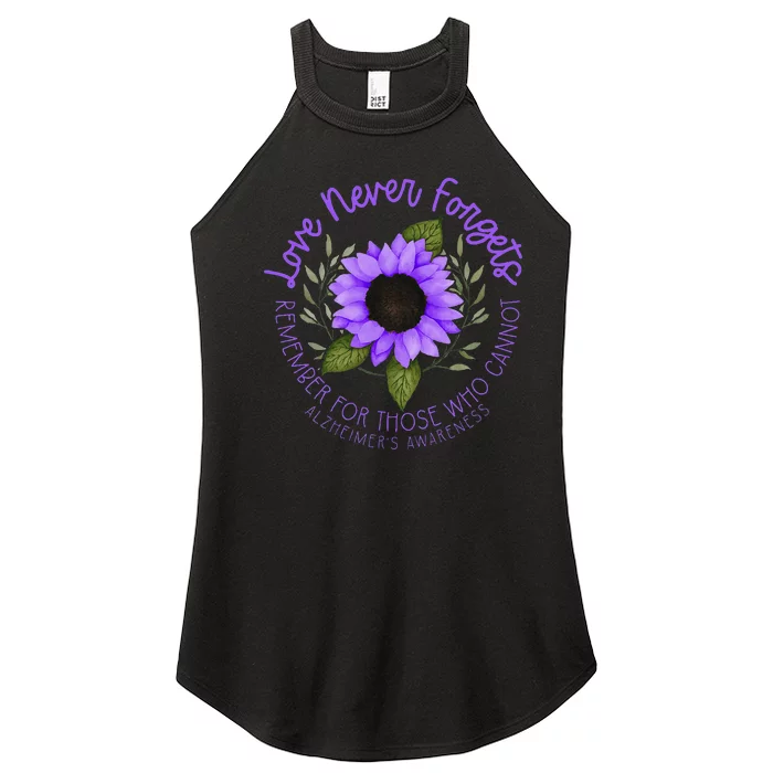 Alzheimer Awareness Purple sunflower Women’s Perfect Tri Rocker Tank