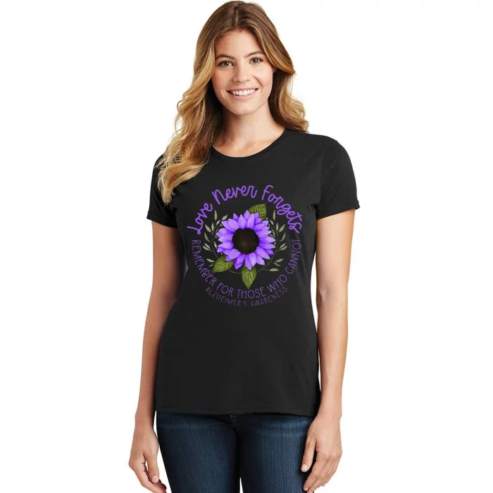 Alzheimer Awareness Purple sunflower Women's T-Shirt