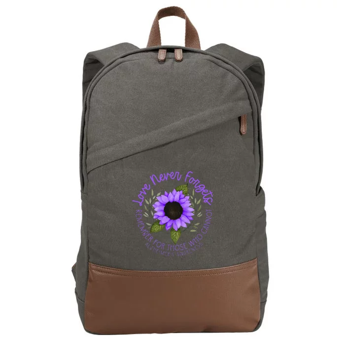 Alzheimer Awareness Purple sunflower Cotton Canvas Backpack