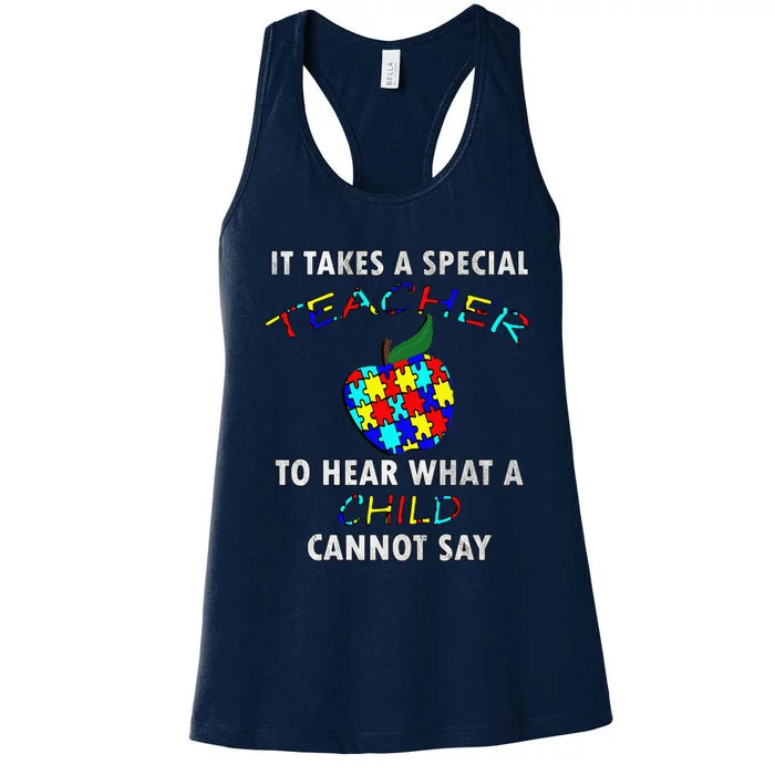 Autism Awareness Puzzle Design Support Special Ed Teachers Women's Racerback Tank