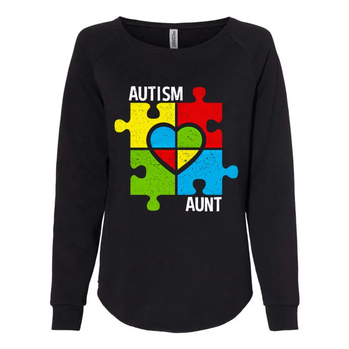 Autism Aunt Puzzle Pieces And Heart Funny Gift Womens California Wash Sweatshirt