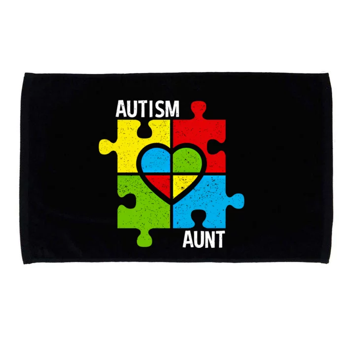 Autism Aunt Puzzle Pieces And Heart Funny Gift Microfiber Hand Towel