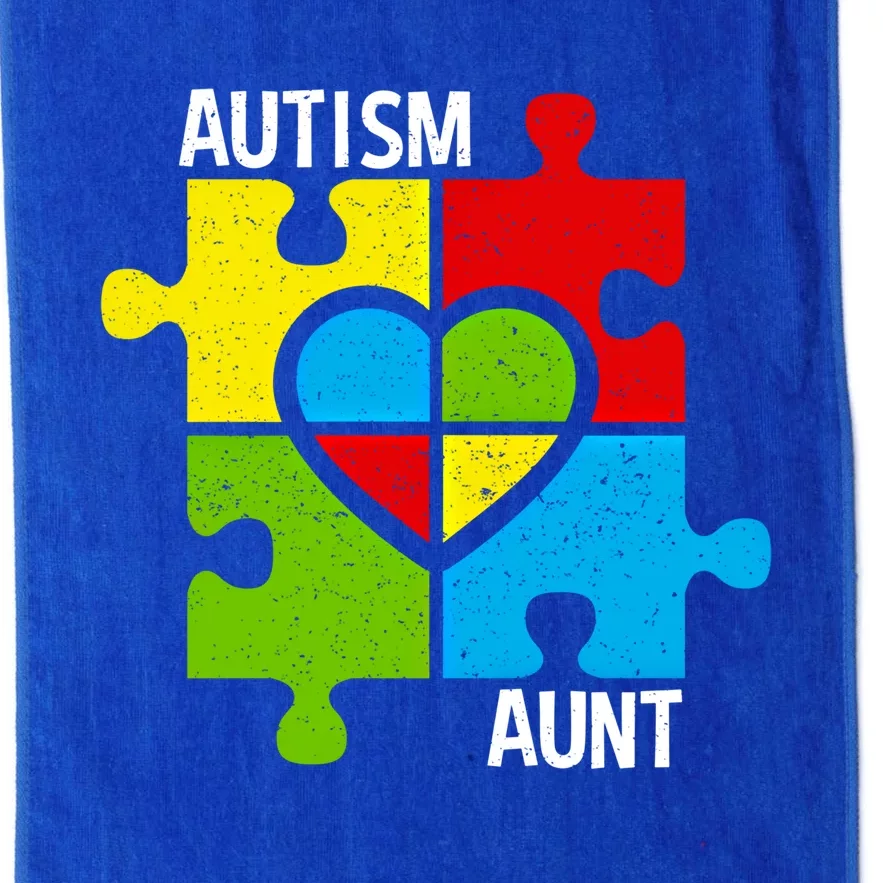 Autism Aunt Puzzle Pieces And Heart Funny Gift Platinum Collection Golf Towel