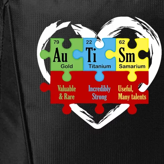 Autism Awareness Puzzle Chemical Element Funny Science Lover City Backpack