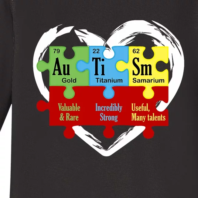 Autism Awareness Puzzle Chemical Element Funny Science Lover Baby Long Sleeve Bodysuit