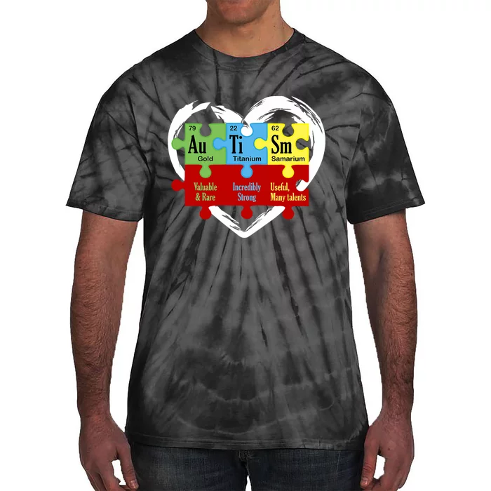 Autism Awareness Puzzle Chemical Element Funny Science Lover Tie-Dye T-Shirt