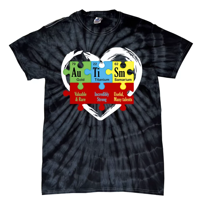 Autism Awareness Puzzle Chemical Element Funny Science Lover Tie-Dye T-Shirt