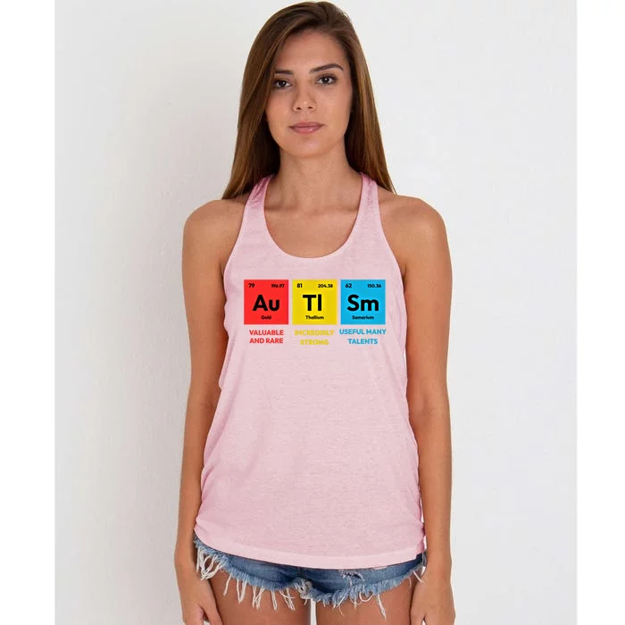 Autism Awareness Periodic Table Elet Asd Support Autistic Gift Women's Knotted Racerback Tank