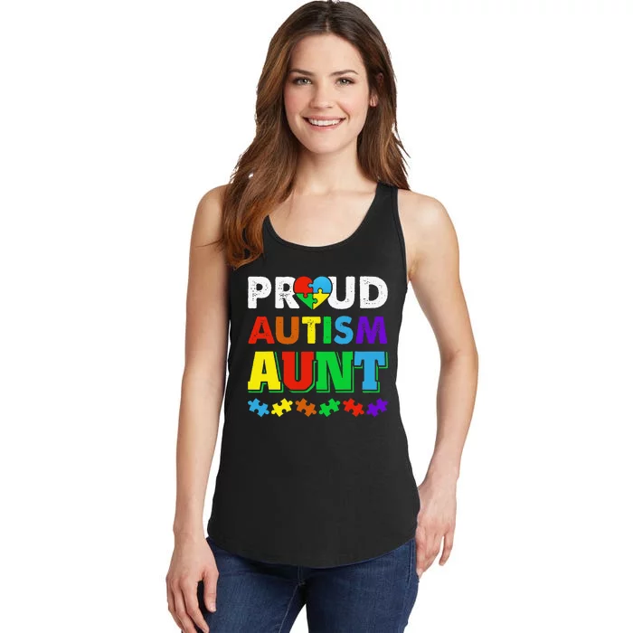 Autism Awarenesss Proud Autism Aunt Puzzle Ladies Essential Tank