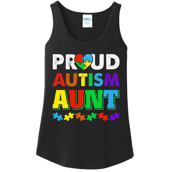 Autism Awarenesss Proud Autism Aunt Puzzle Ladies Essential Tank