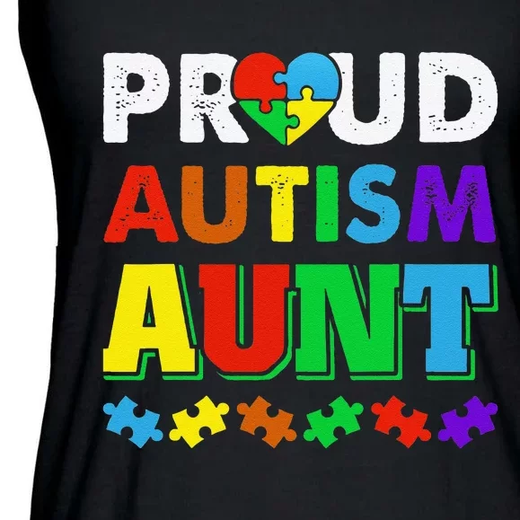 Autism Awarenesss Proud Autism Aunt Puzzle Ladies Essential Flowy Tank