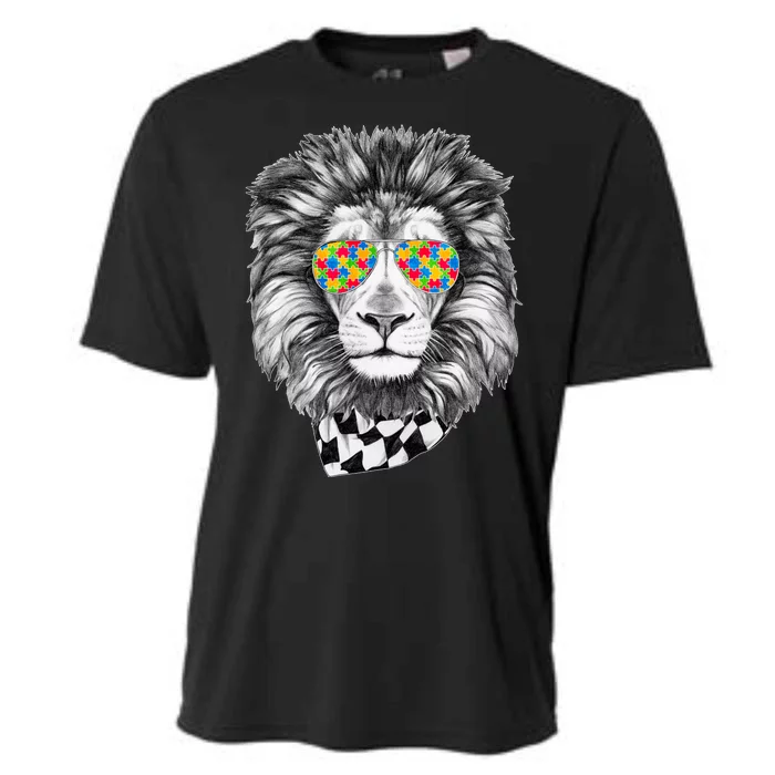 Autism Awareness Puzzle Sunglasses Lion Cooling Performance Crew T-Shirt