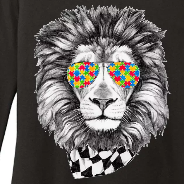 Autism Awareness Puzzle Sunglasses Lion Womens CVC Long Sleeve Shirt