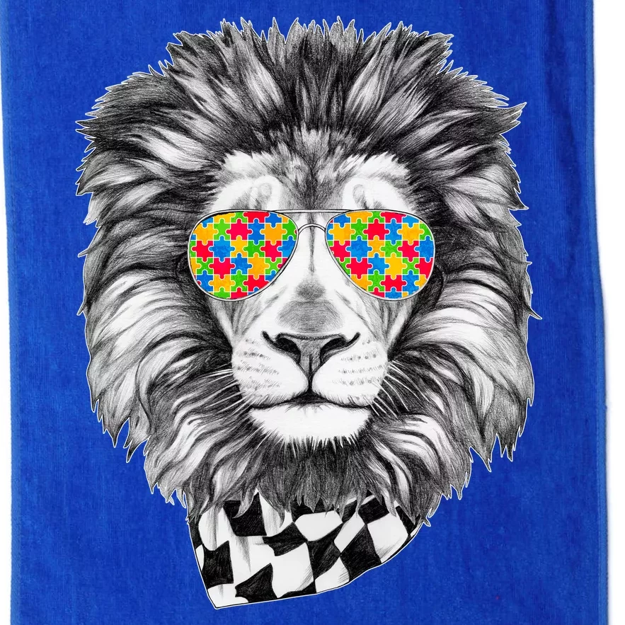 Autism Awareness Puzzle Sunglasses Lion Platinum Collection Golf Towel