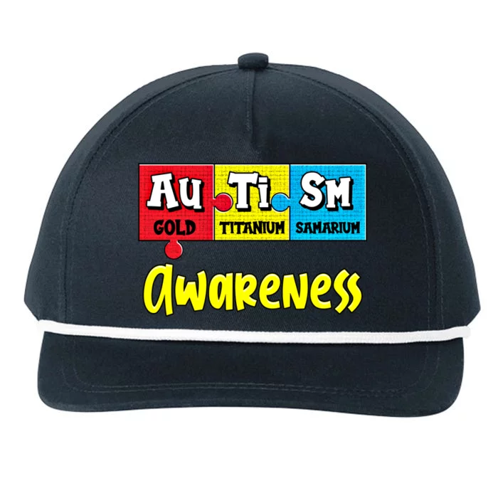 Autism Awareness Puzzle Chemical Elet Periodic Table Gift Snapback Five-Panel Rope Hat