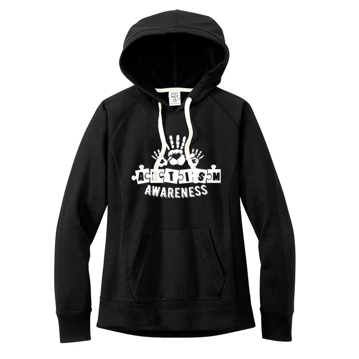 Autism Awareness Puzzle Piece Hands Women's Fleece Hoodie