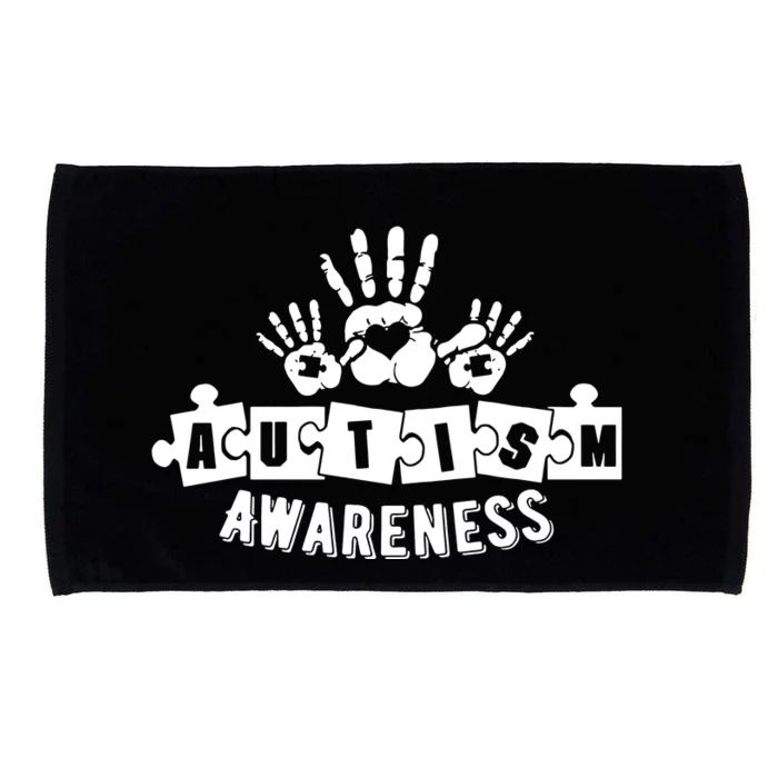 Autism Awareness Puzzle Piece Hands Microfiber Hand Towel