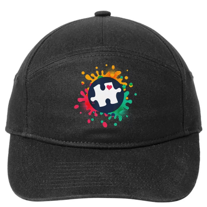 Autism Awareness Puzzle Piece Love Autistic Support 7-Panel Snapback Hat