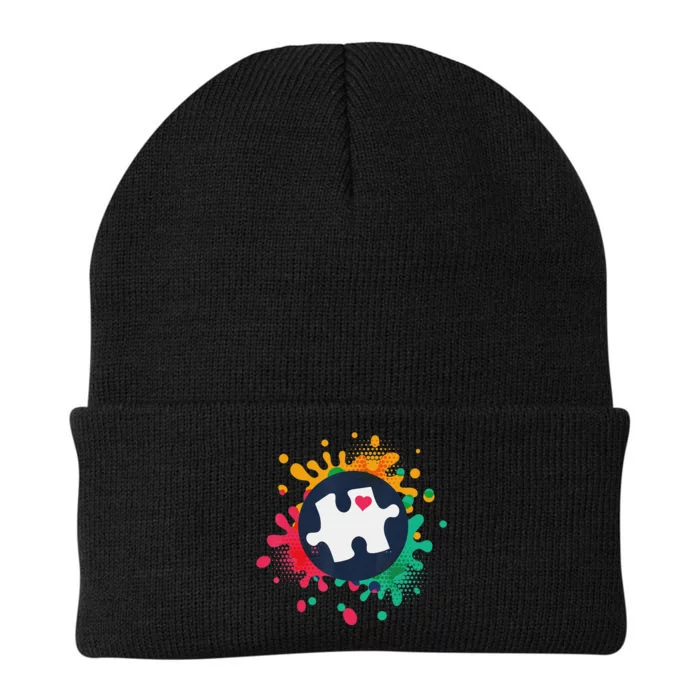 Autism Awareness Puzzle Piece Love Autistic Support Knit Cap Winter Beanie