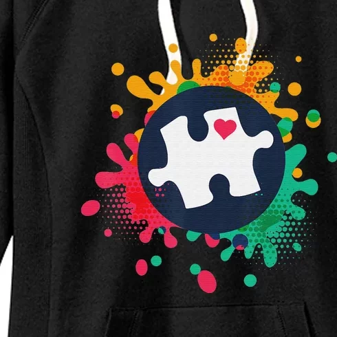 Autism Awareness Puzzle Piece Love Autistic Support Women's Fleece Hoodie