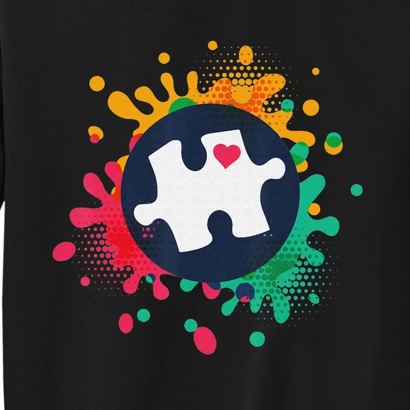 Autism Awareness Puzzle Piece Love Autistic Support Tall Sweatshirt