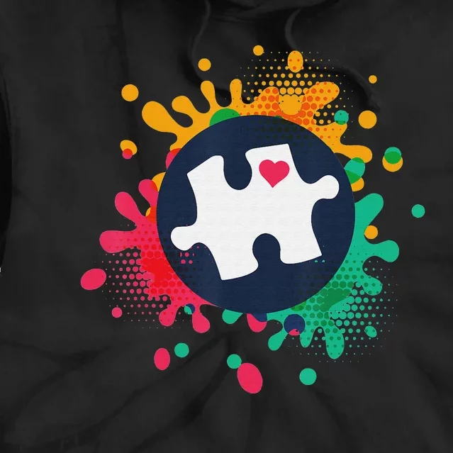 Autism Awareness Puzzle Piece Love Autistic Support Tie Dye Hoodie