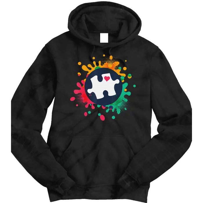 Autism Awareness Puzzle Piece Love Autistic Support Tie Dye Hoodie