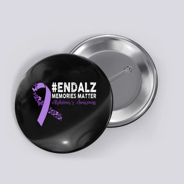 Alzheimers Awareness Purple Ribbon End Alzheimers Button