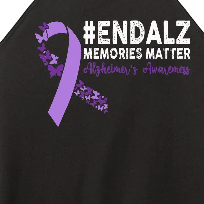 Alzheimers Awareness Purple Ribbon End Alzheimers Women’s Perfect Tri Rocker Tank