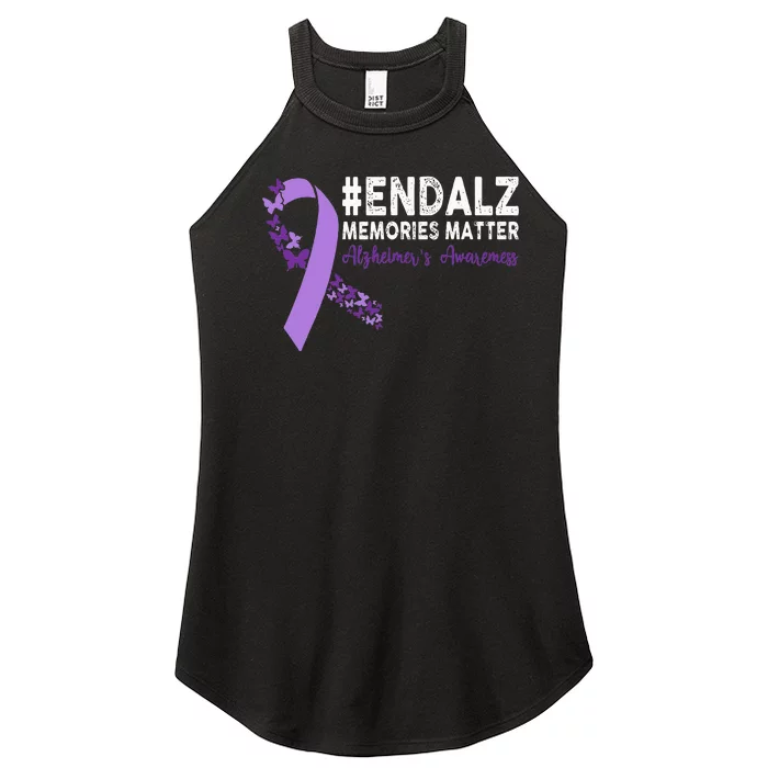 Alzheimers Awareness Purple Ribbon End Alzheimers Women’s Perfect Tri Rocker Tank