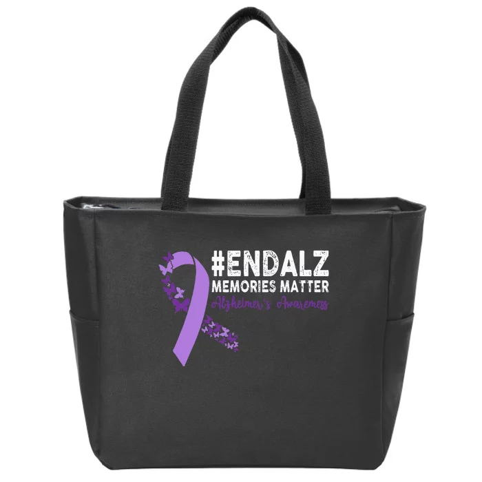 Alzheimers Awareness Purple Ribbon End Alzheimers Zip Tote Bag