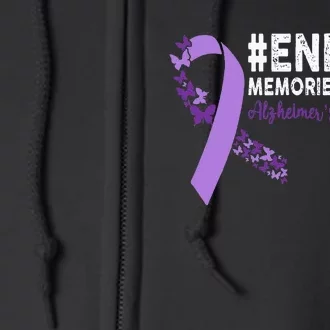 Alzheimers Awareness Purple Ribbon End Alzheimers Full Zip Hoodie