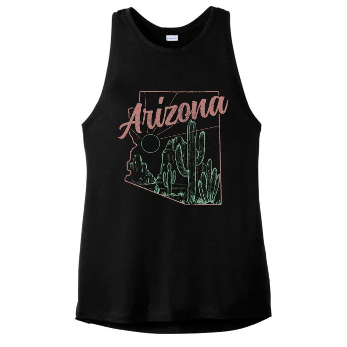 Arizona Az Pride State Map Cactus Desert Vintage Ladies Tri-Blend Wicking Tank