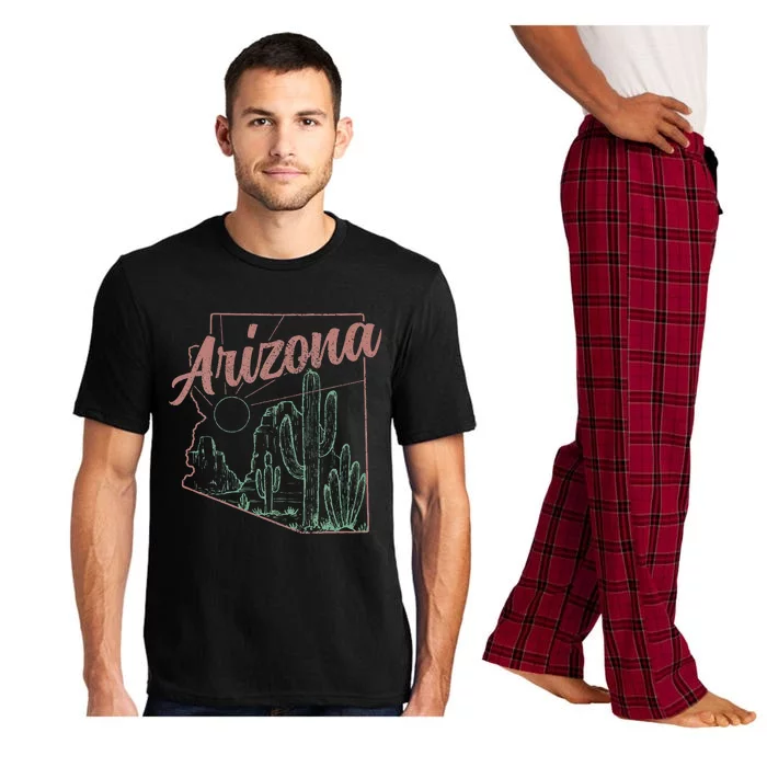 Arizona Az Pride State Map Cactus Desert Vintage Pajama Set