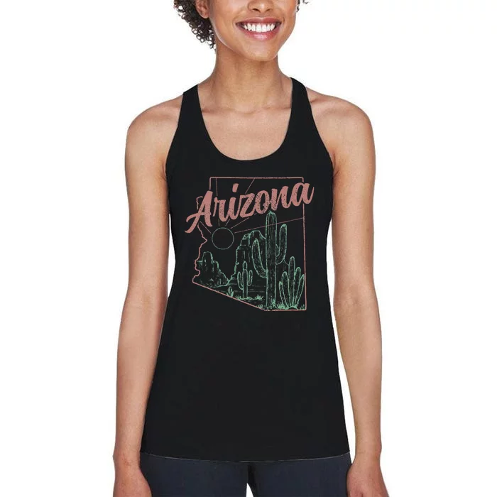 Arizona Az Pride State Map Cactus Desert Vintage Women's Racerback Tank