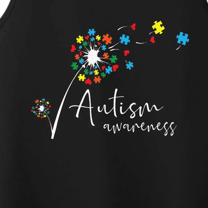 Autism Awareness Puzzle Piece Dandelion Flower Cute Gift Performance Tank