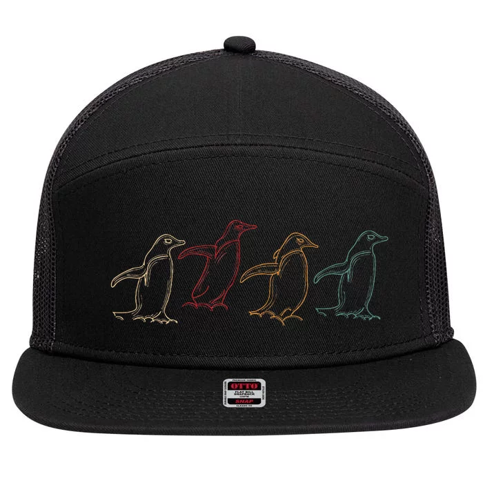 Antartica Animal Penguin 7 Panel Mesh Trucker Snapback Hat